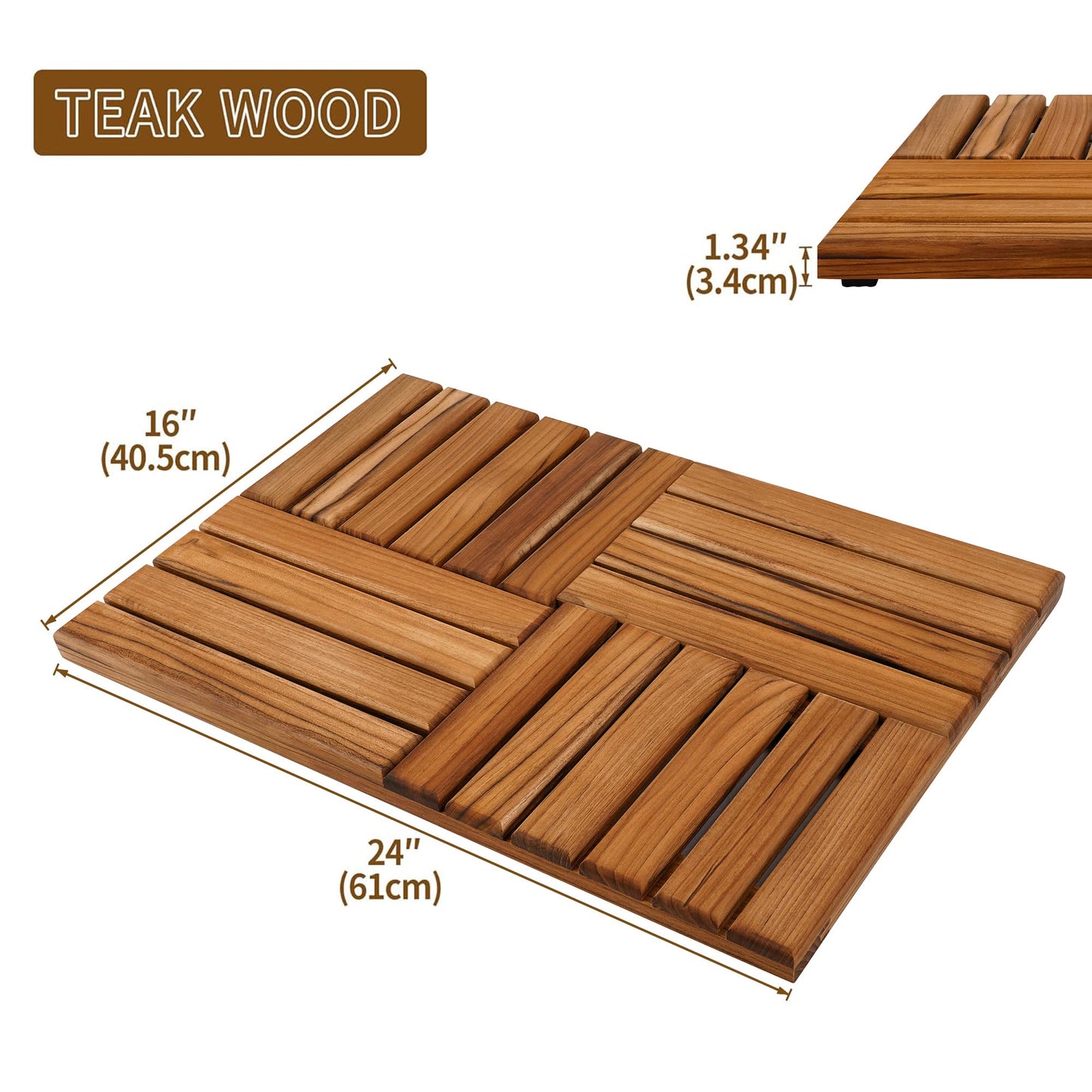 Utoplike Teak Bath Mat Cross