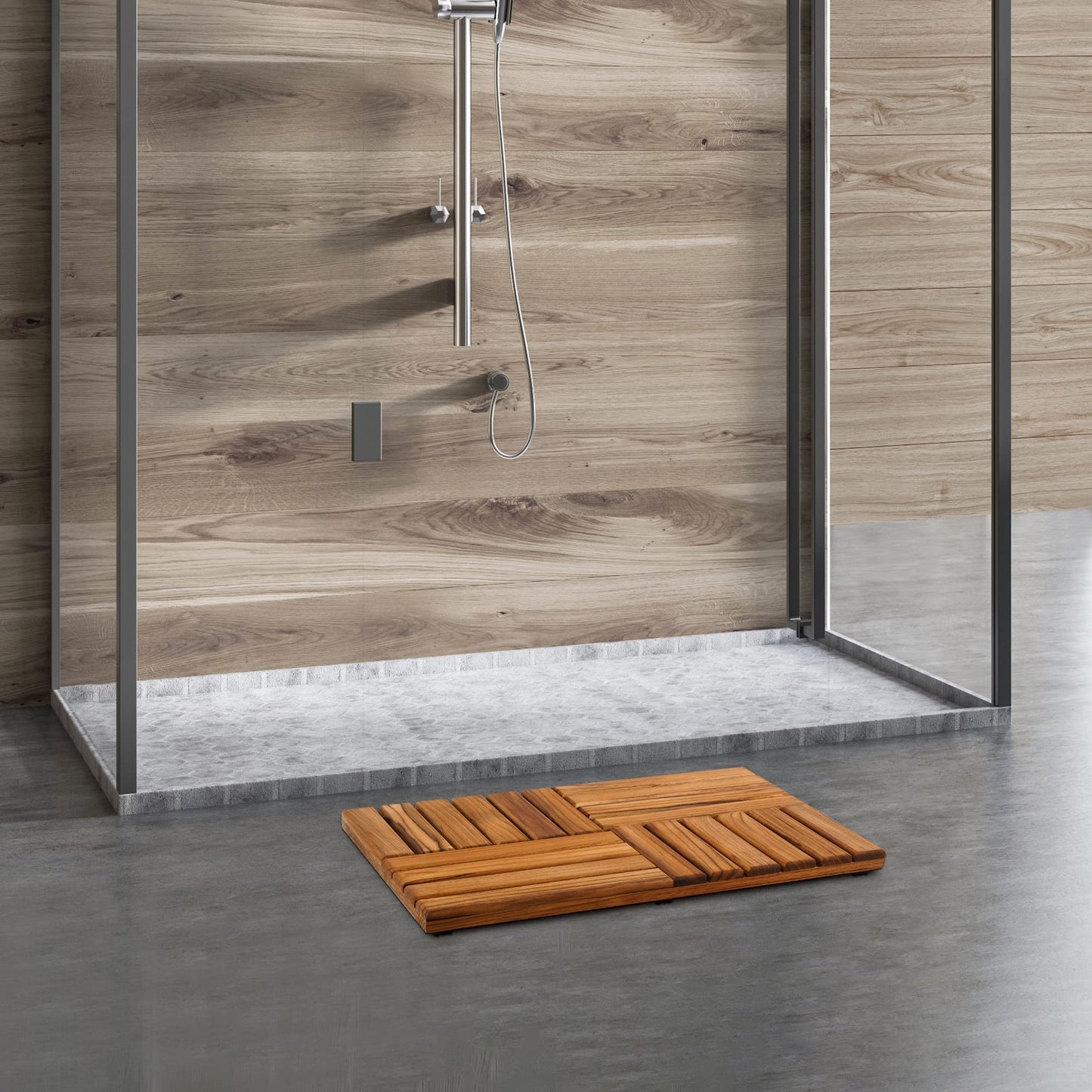 Utoplike Teak Bath Mat Cross