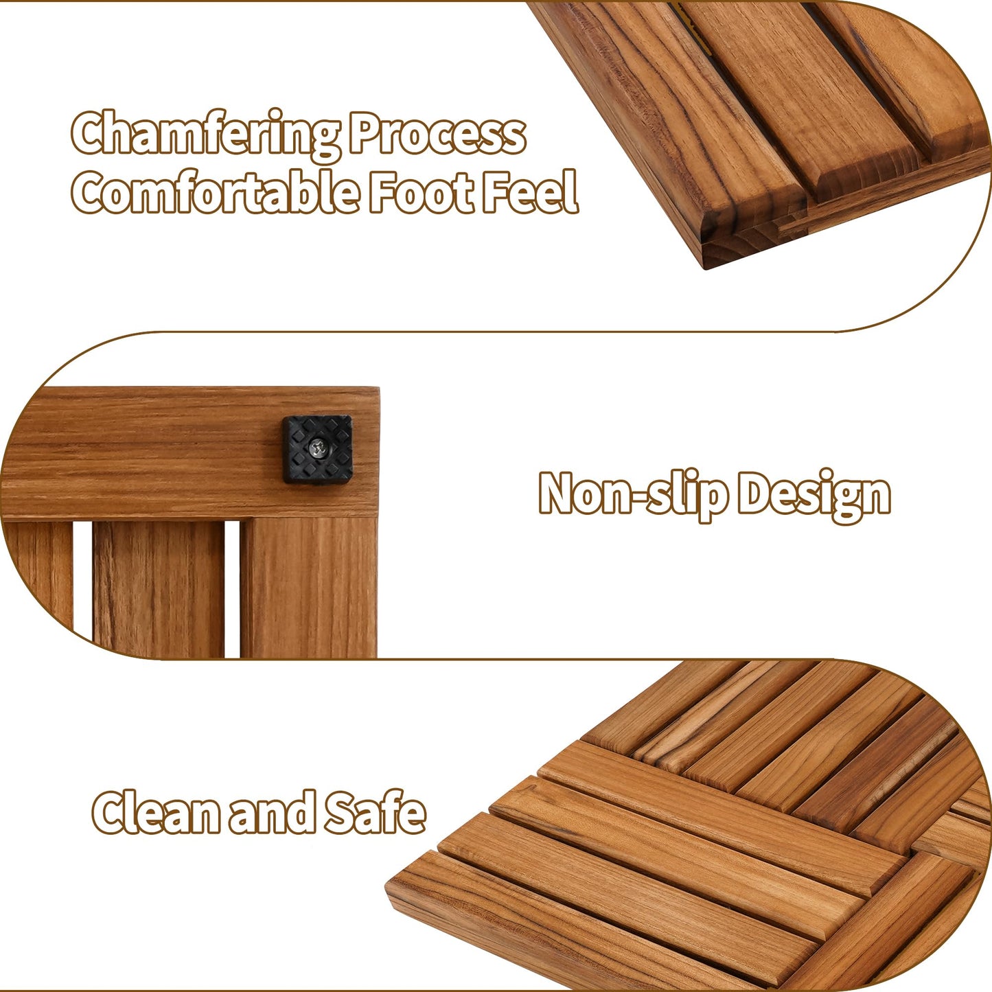 Utoplike Teak Bath Mat Cross