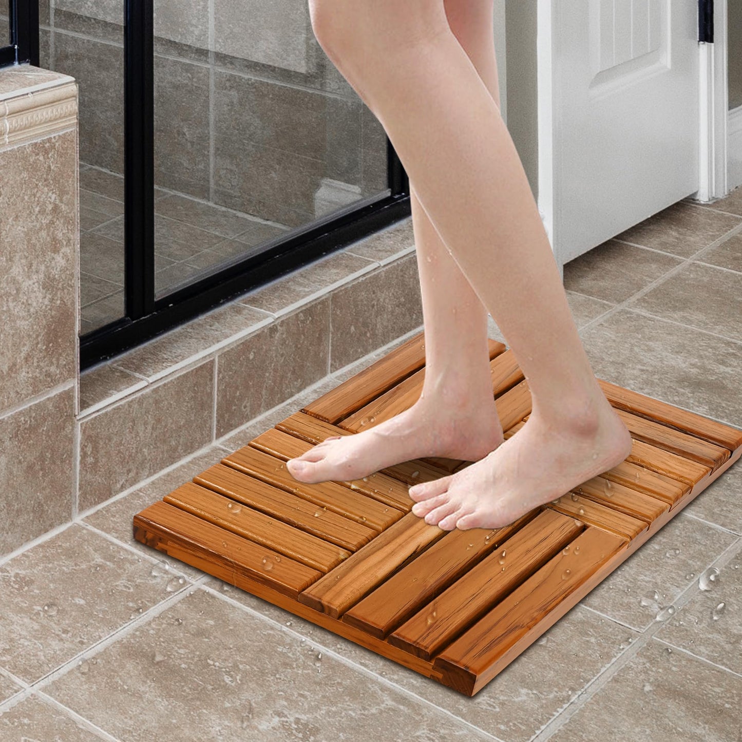 Utoplike Teak Bath Mat Cross