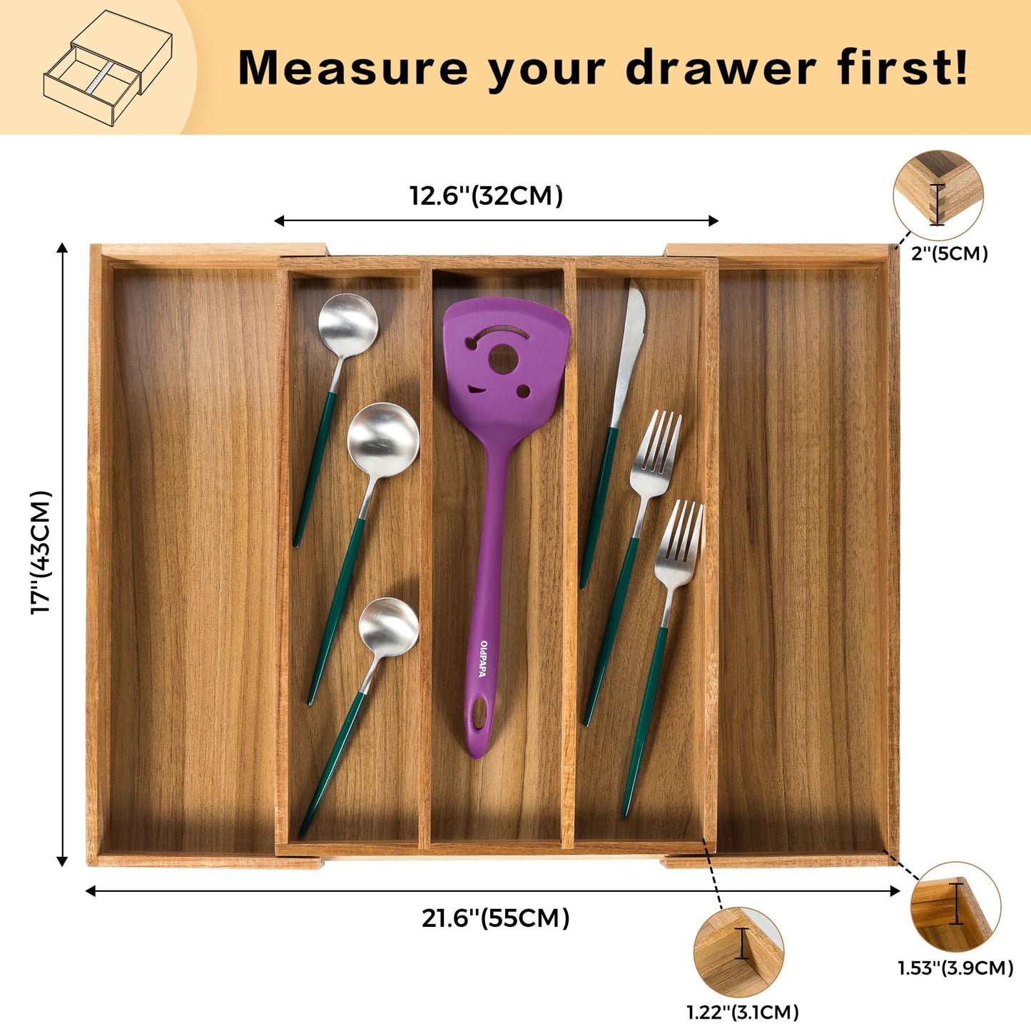 Utoplike Acacia Cutlery Tray 5N