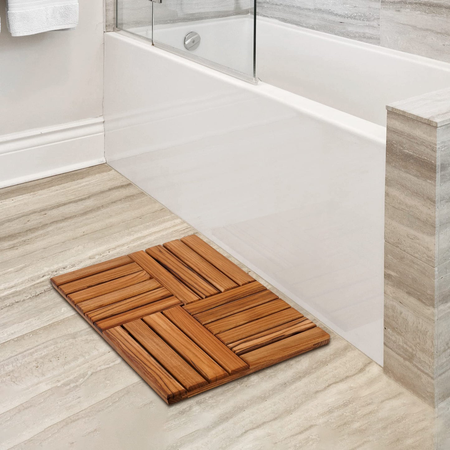 Utoplike Teak Bath Mat Cross